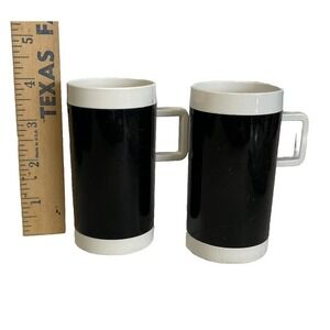 Vtg Braniff Intl‎ Airlines Demitasse Espresso 4 Oz Cup Mug Black White Lot Of 2
